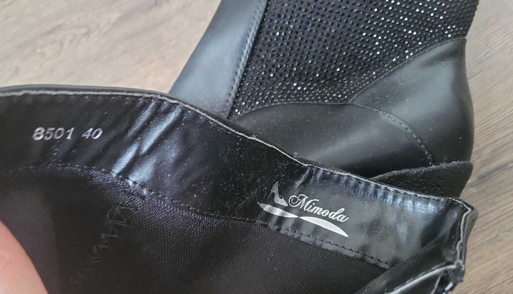 черни боти на дебел ток от Mi moda естествена кожа