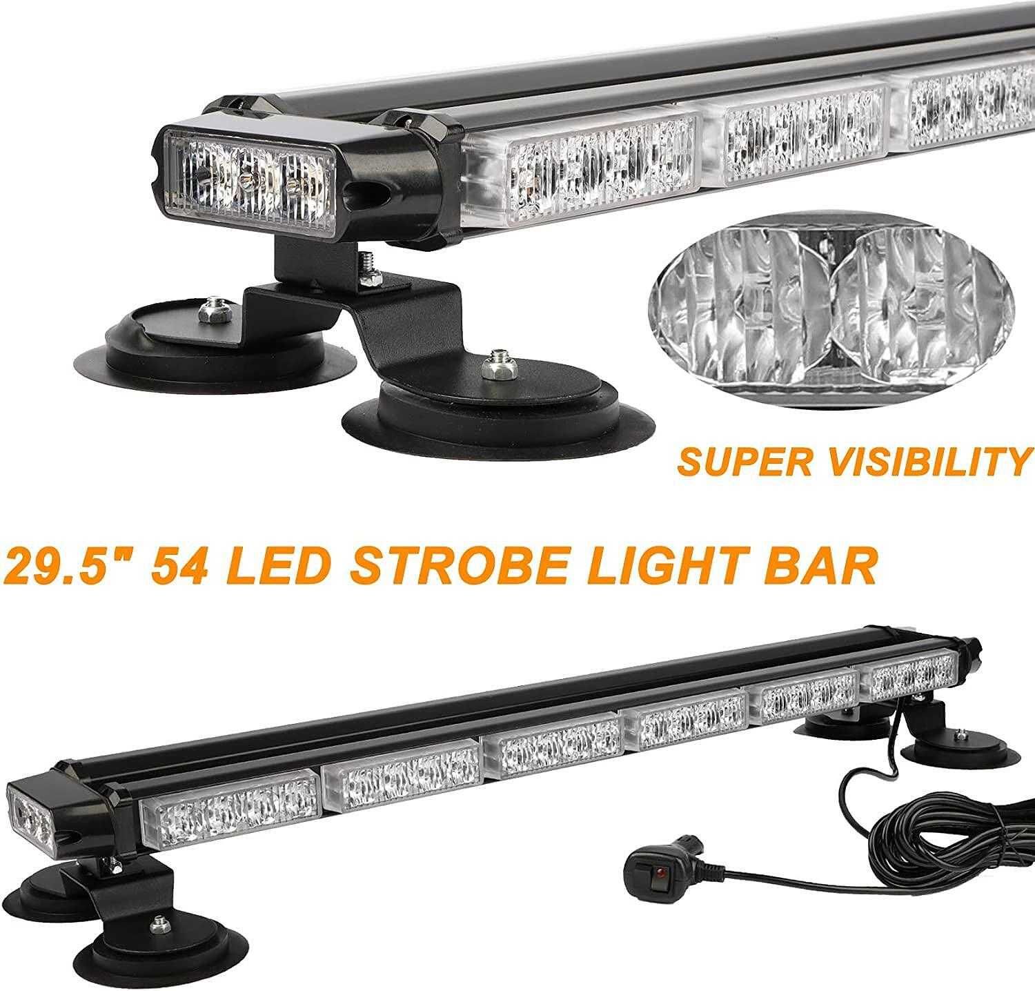 Супер мощна 54 LED аварийна лампа с магнити, 75 см, 12-24V, 26 режима