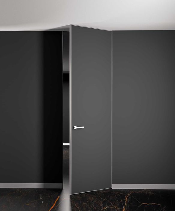 Скрытые двери под покраску кромка матовый хром