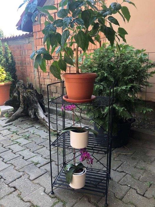 Etajera pliabila interior / exterior neagra, metal, 39x29x78 cm, 3 etj