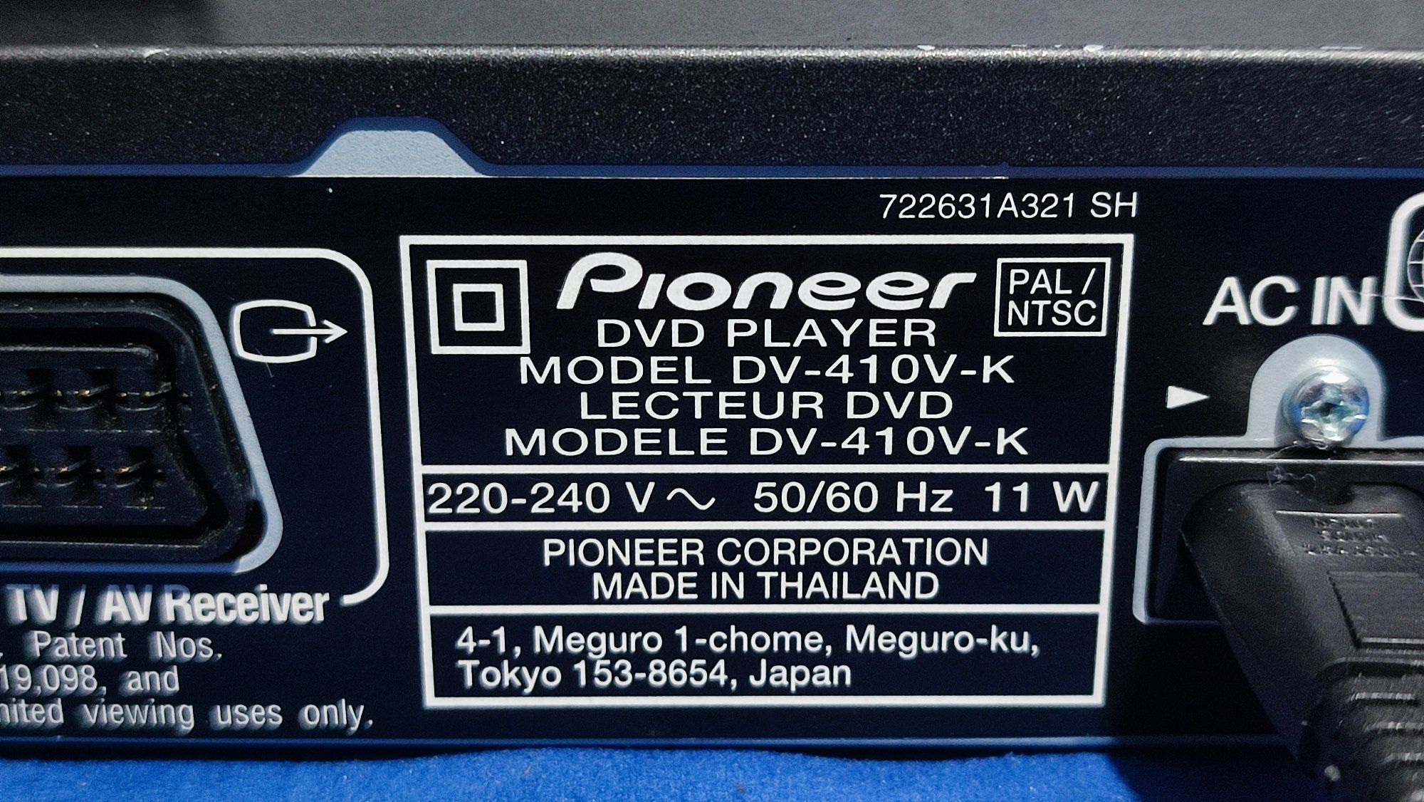 PIONIEER DV-410V-K DVD player cu telecomanda originală
