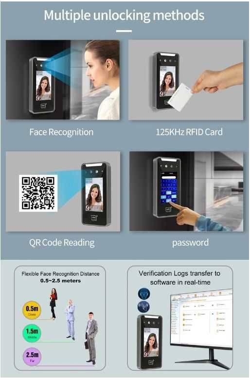 WIFI Face Recognition Access Controller Time Attendance Machine