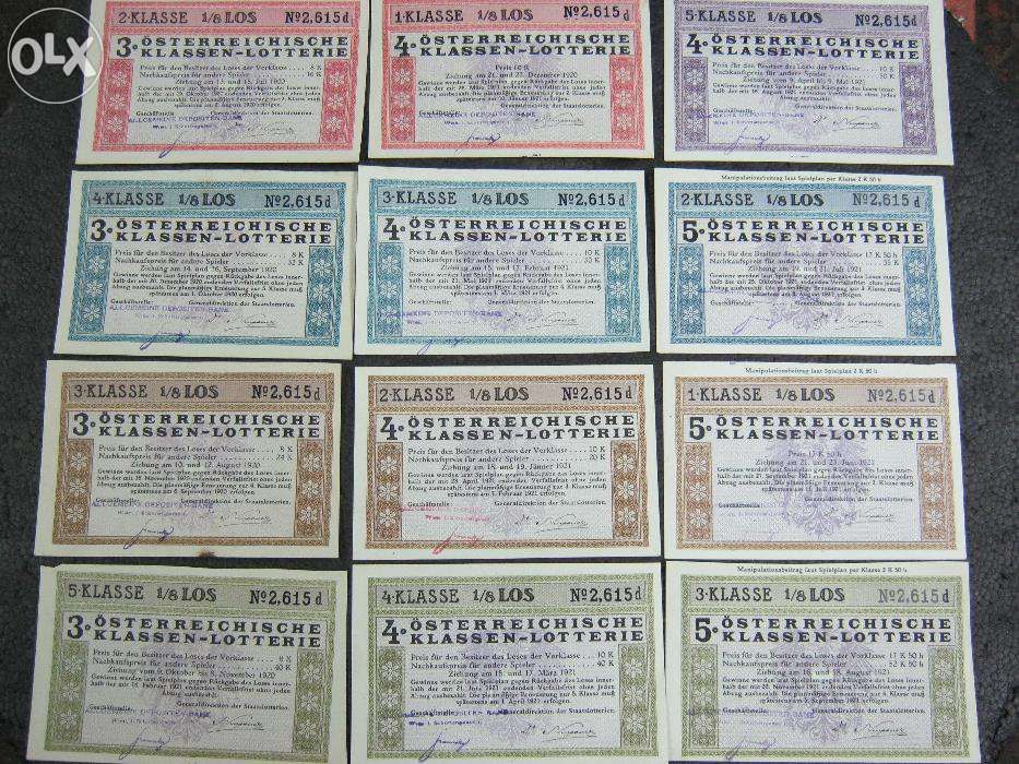 Lot,12 bucati,bilete vechi, LOTERIE AUSTRIA,1920-1921