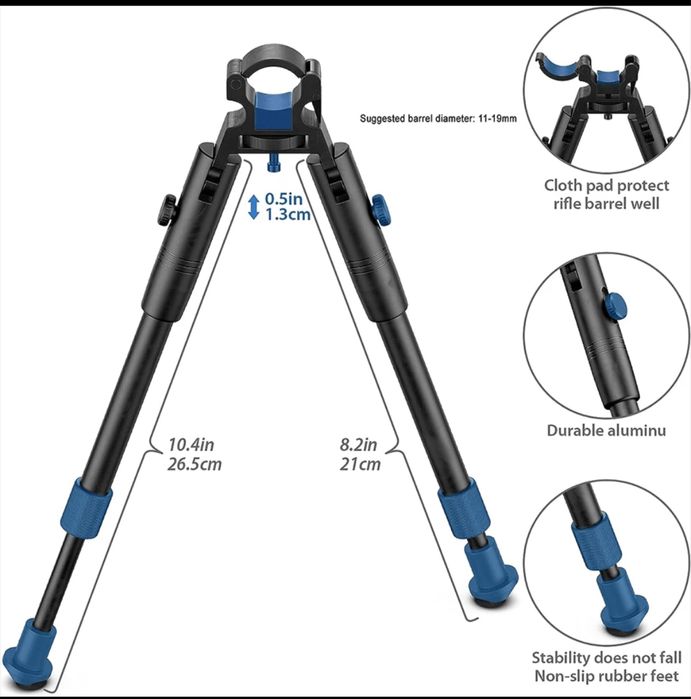 Bipod cu prindere pe țeava
