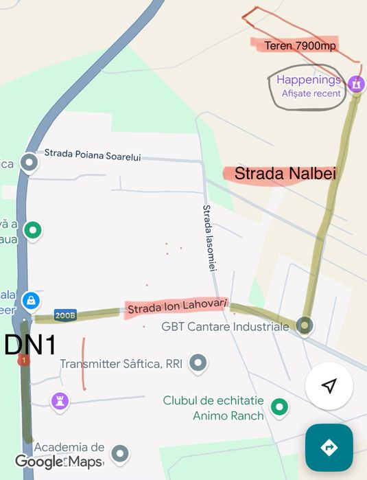 Teren de vanzare Saftica Balotesti iesire la garla
