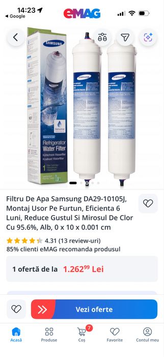 Filtru apa frigider