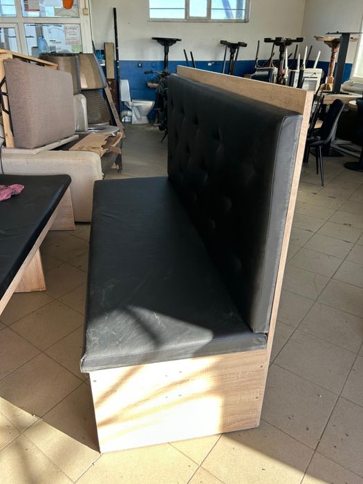 Canapele negre din piele 4 buc