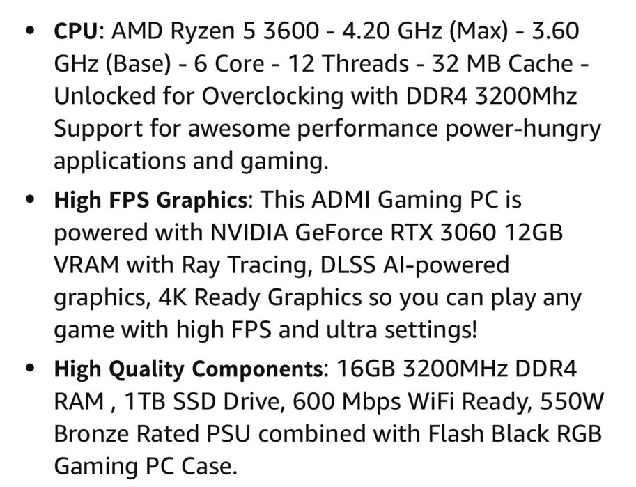 ADMI Gaming PC AMD Ryzen 5 3600 4.2GHz