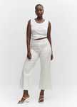 MANGO. Plus size. Кремовые джинсы-кюлоты высокой посадки