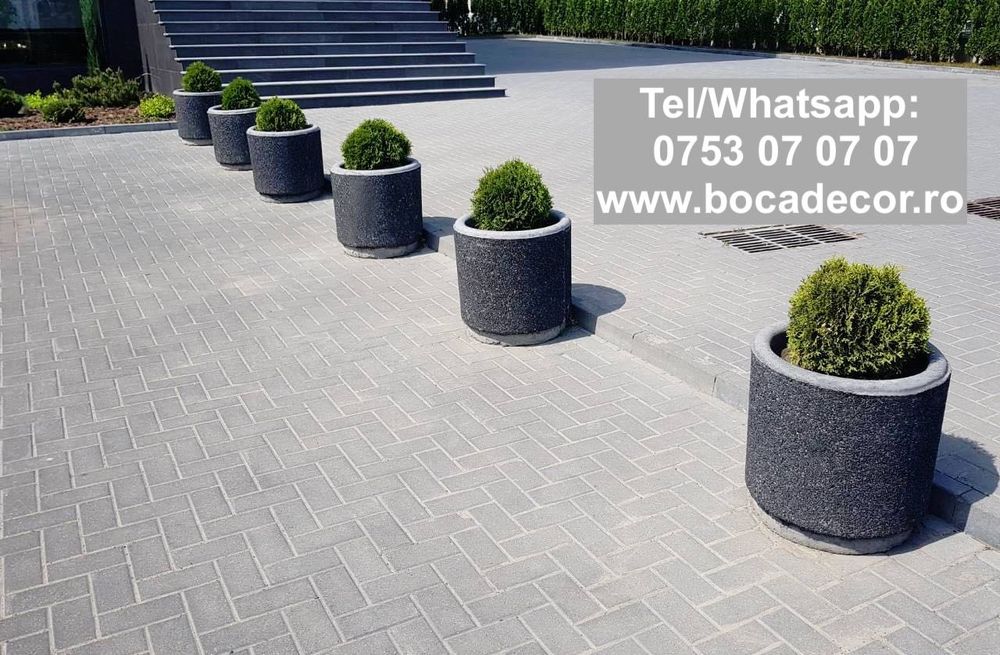 Jardiniere vaze ghiveci din mozaic piatra, prefabricate din beton