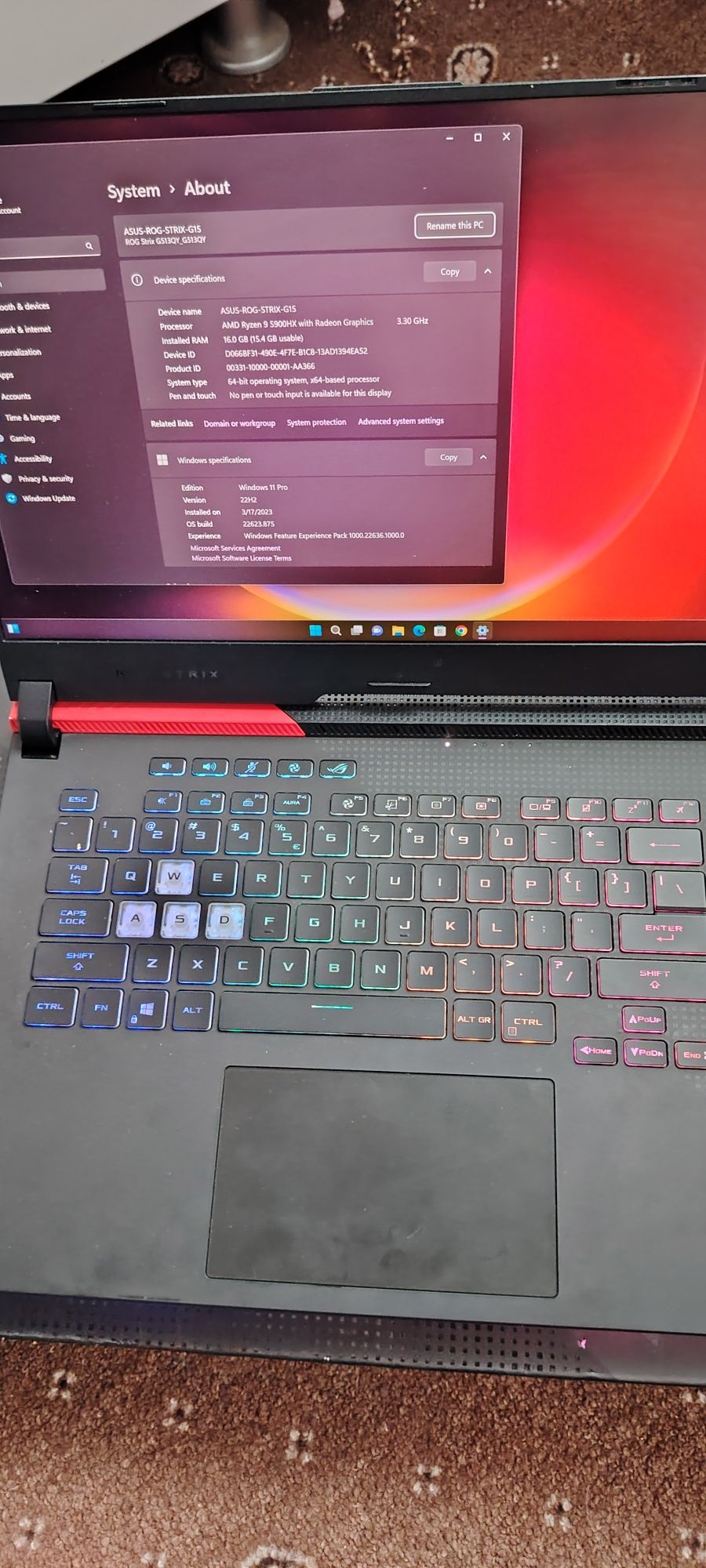 Asus rog g513QY RYZEN 9