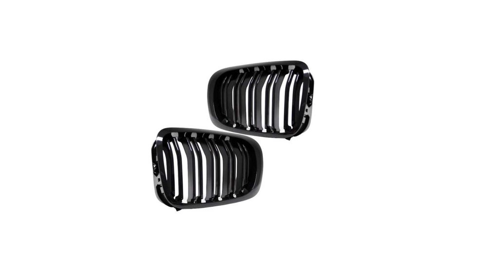 Set 2 grile duble, negru lucios,M Design pentru BMW E46 Coupe NFL
