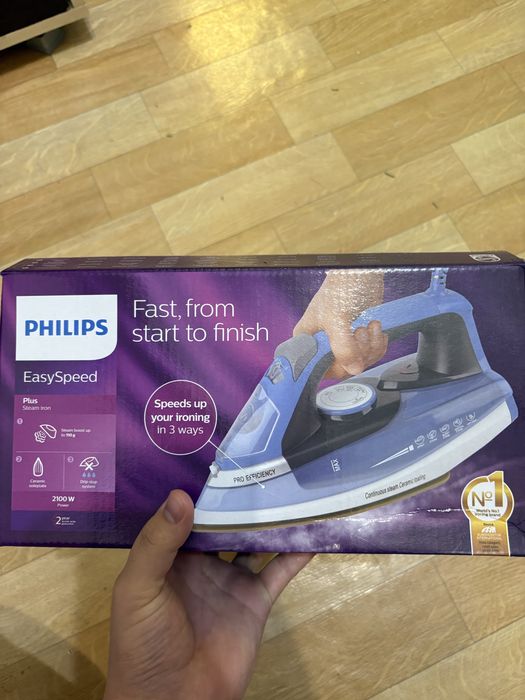 Утюг, средний, синий