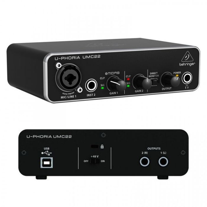 Студийный микрофон Behringer B-1 и звуковая карта Behringer UMC22