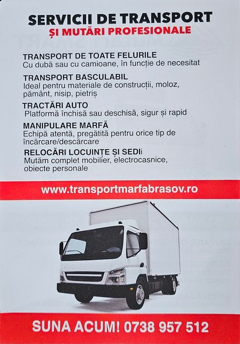 Transport mutari debarasari manipulare bunuri marfa duba cu lift reloc