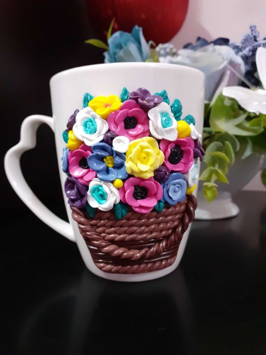 Cană personalizată manual din lut polimeric fimo