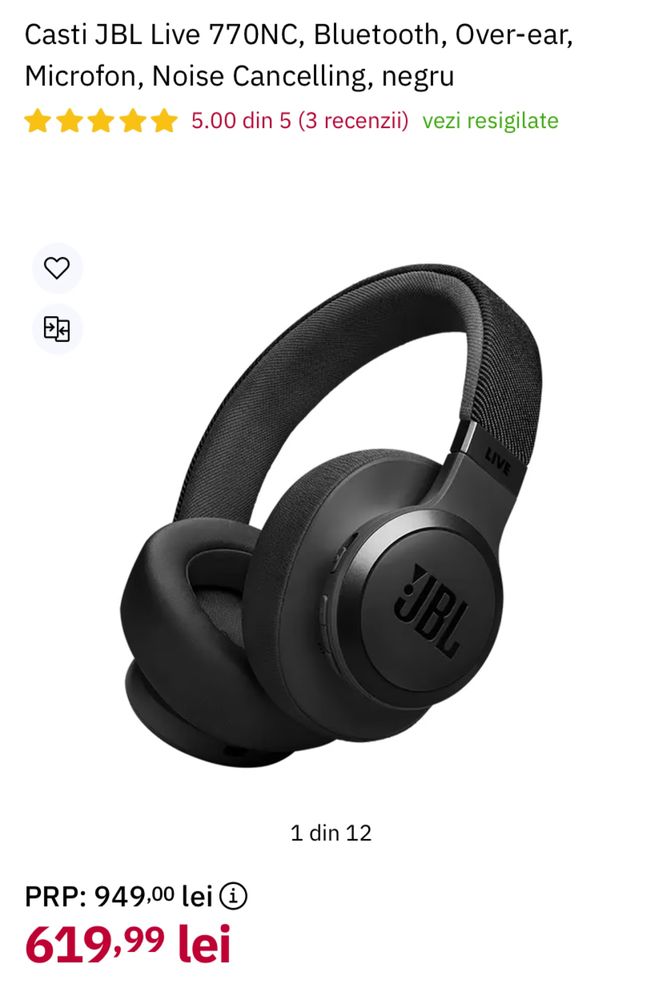 Casti JBL Live 770NC, sigilate, transport inclus