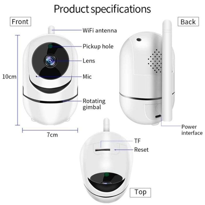 PTZ IP Wi-Fi поворотная мини камера видеонаблюдения wifi видеоняня опт