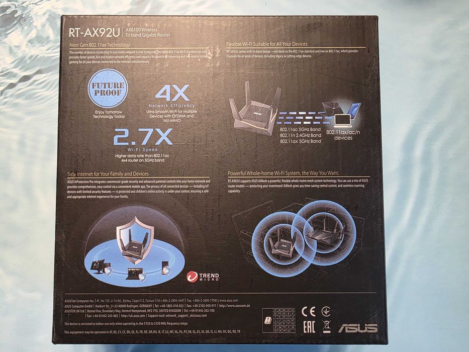 Рутер ASUS RT-AX92U AX6100 Tri-Band WiFi 6 (802.11ax) Game Smart Home