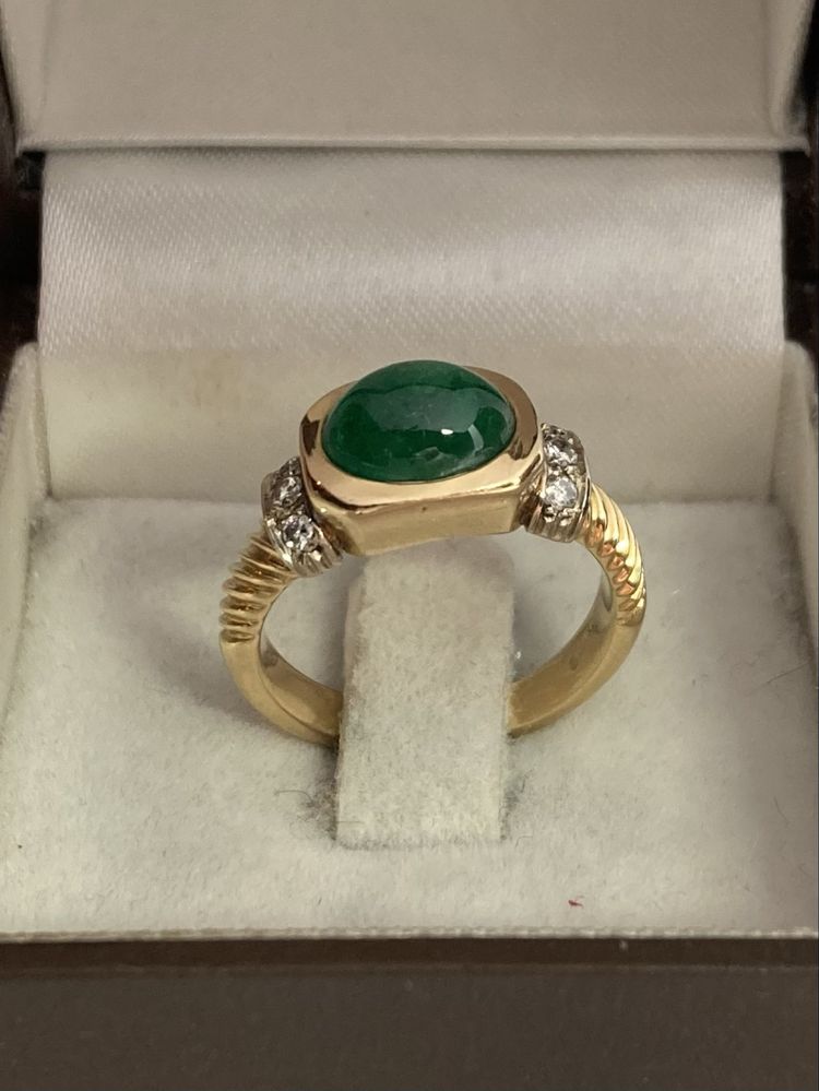 Inel aur galben 18kt.cu smarald si diamante