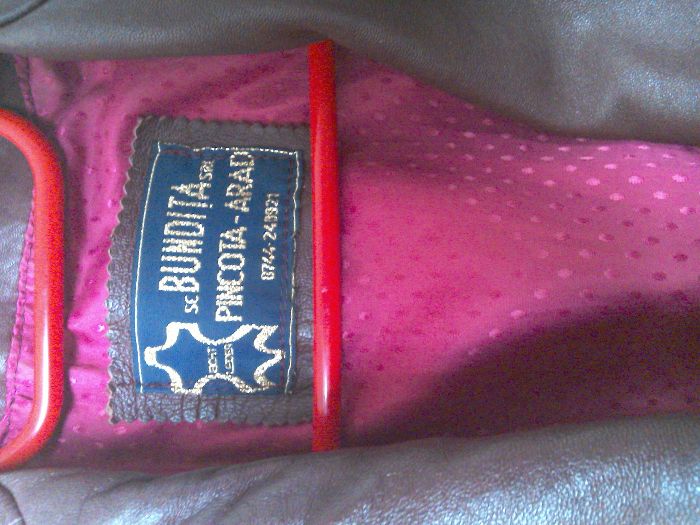 Geacă/jachetă din piele naturală, de damă, culoare grena - 42