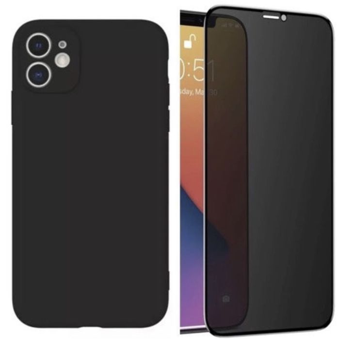 Husa Silicon + Folie Sticla Iphone 12/13/14/15/16E/17 PRO MAX PLUS AIR