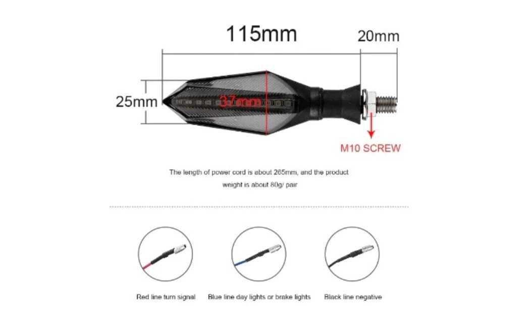 Semnale Led Motocicleta Atv Scuter Secventiale Galben si Albastru