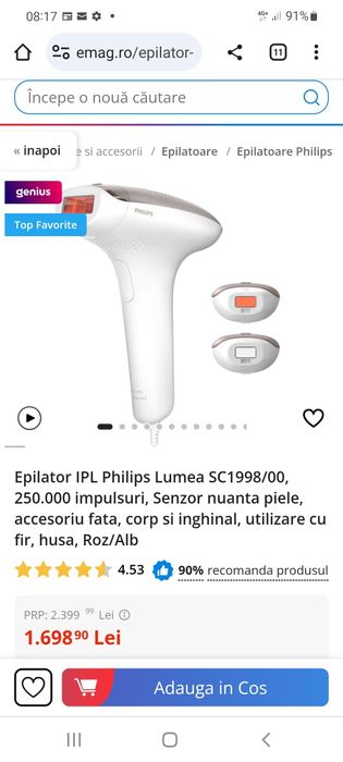 Epilator Philips Lumea Advanced  Ipl  sc1998/00 250 000 im