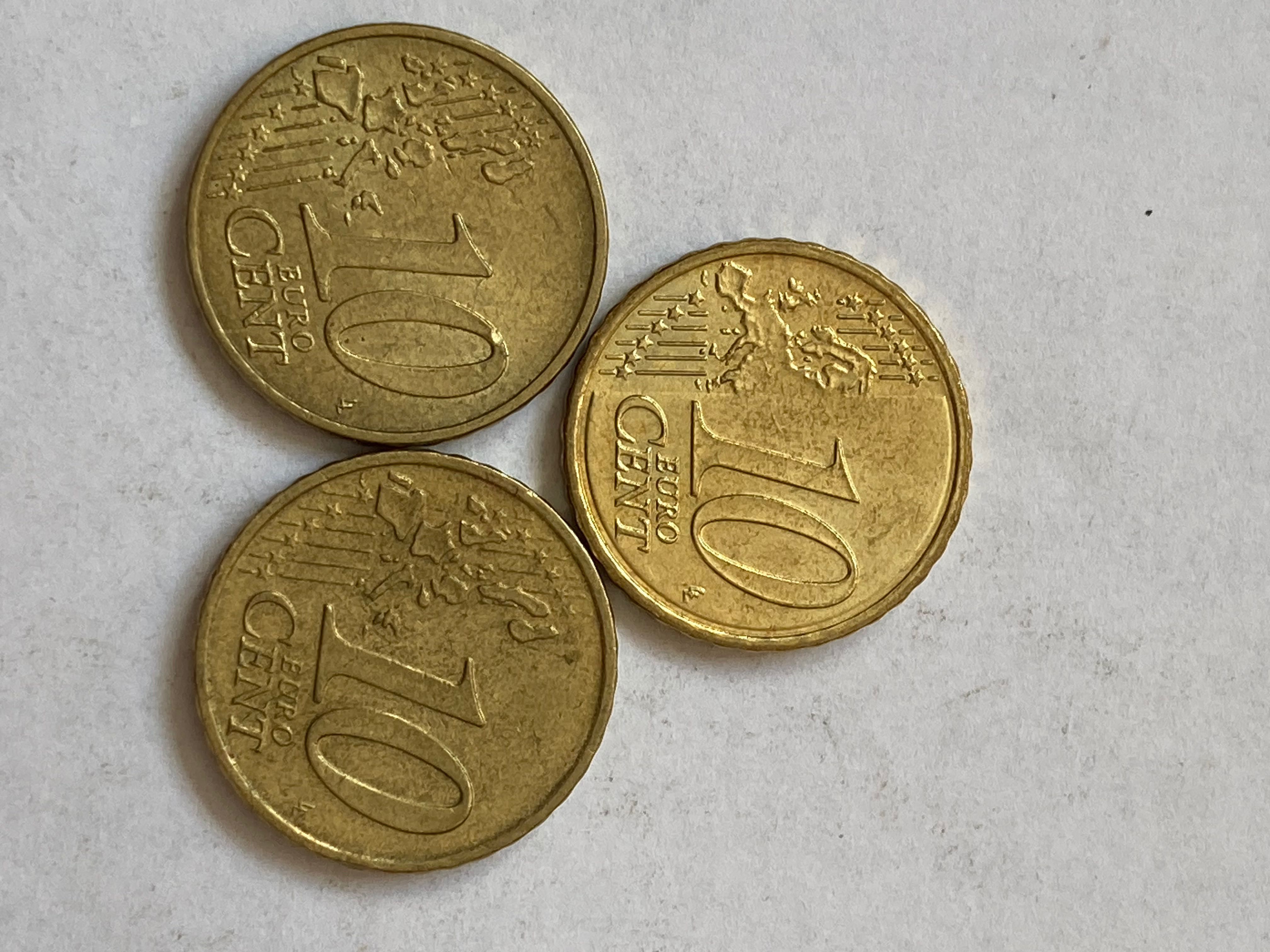 Monede 10 euro cenți anii 2002, 2003 și 2008