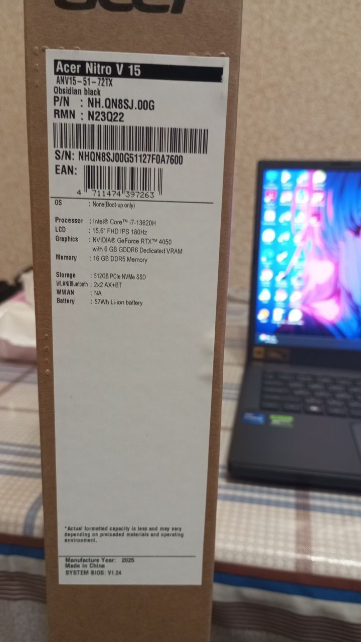 Nitro v15 i7, 4050rtx, 180грц, 16/512 ssd