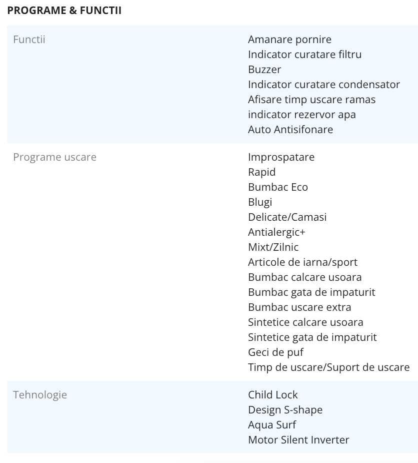 Uscator de rufe Arctic A++, 9kg, 15 programe, panou digital, NOU