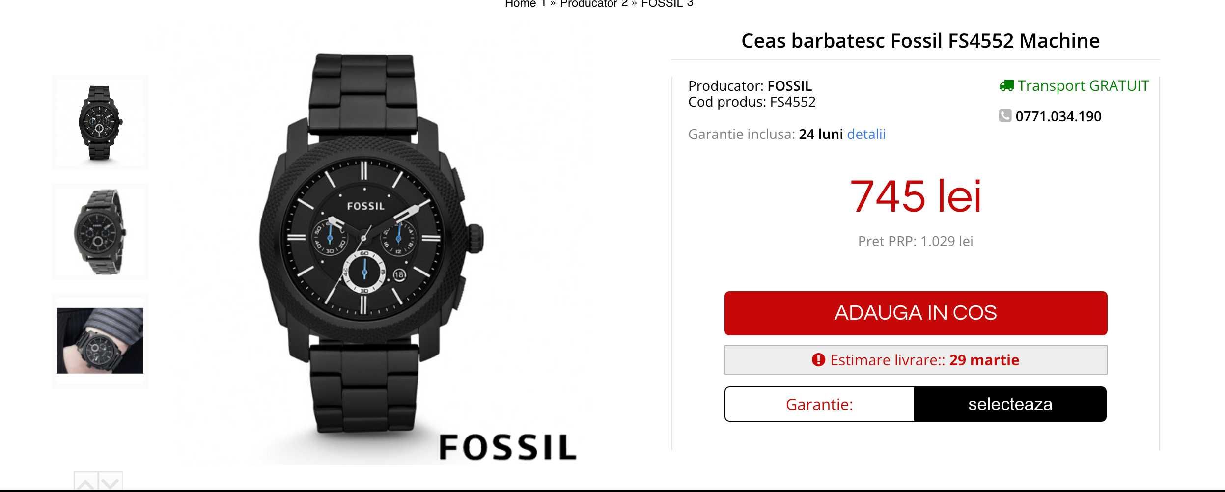 Ceas barbatesc Fossil FS4552 Machine