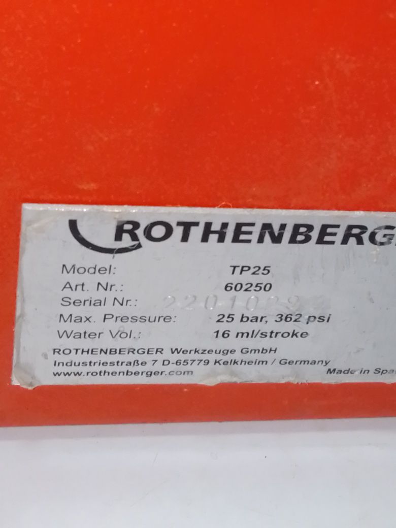 Контролна помпа Rothenberger TP 25 / до 25 bar