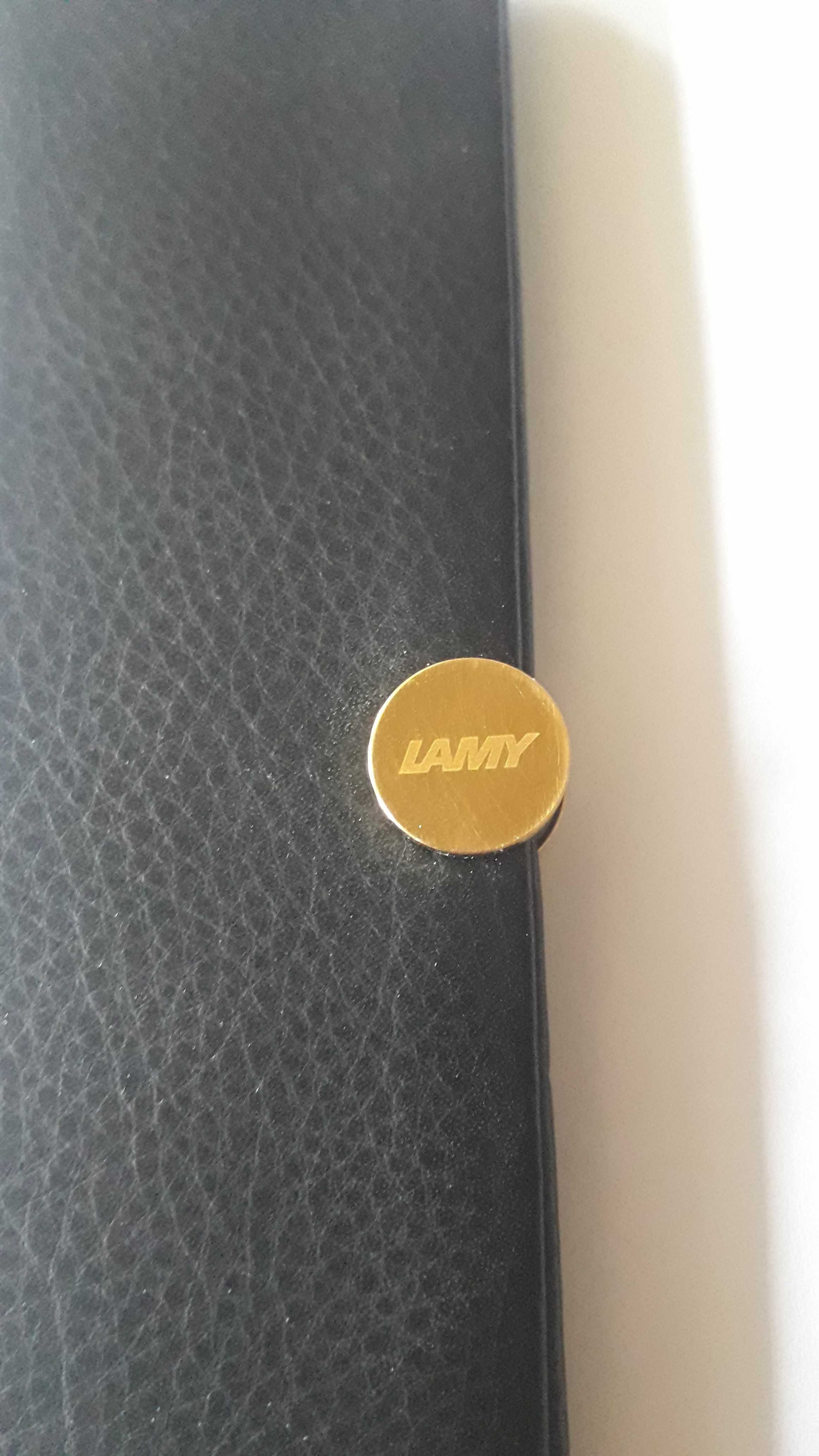 калъф за химикалка антика, Лами Lamy, естествена кожа и позлатен копче