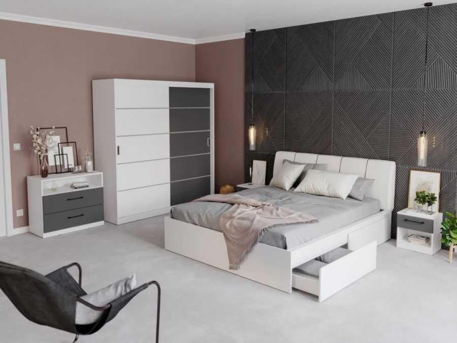 Dulap Avangard 184 usi alb/gri