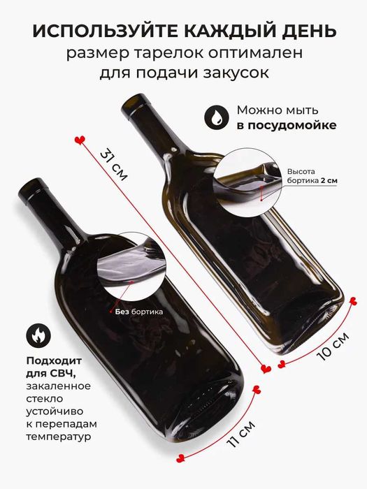 Сервировочные тарелки-бутылки для закусок (2 шт.)