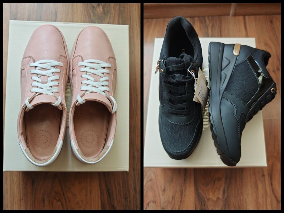 Черни сникърси и розови кецове естествена кожа