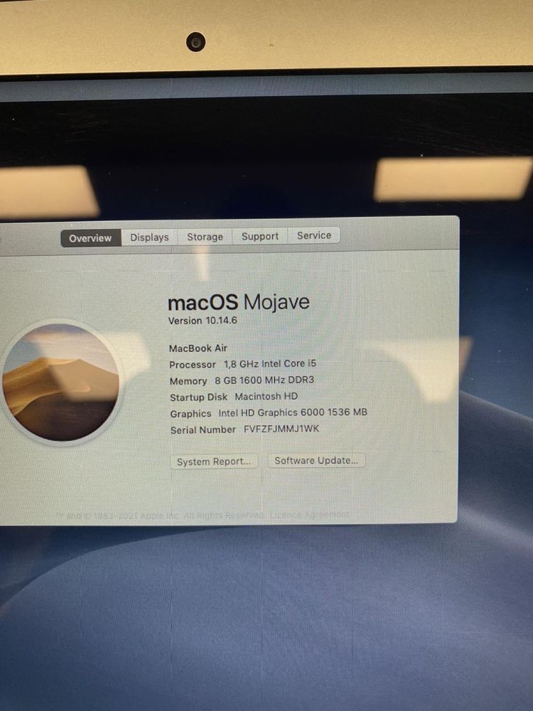 Лаптоп Macbook air 13,3 mojave