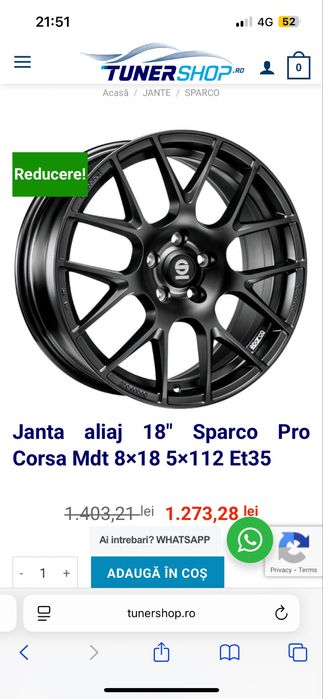 Jante audi/volkswagen R18 SPARCO PRO CORSA 5x112