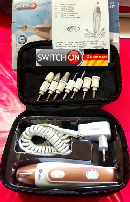 SET MANICHIURĂ SWITCHON (Germania) 5 viteze, 7 accesorii NOU - 70 Lei