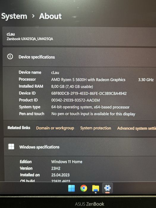 MDM vinde: Laptop Asus ZenBook 14, AMD Ryzen 5, Gen 5.
