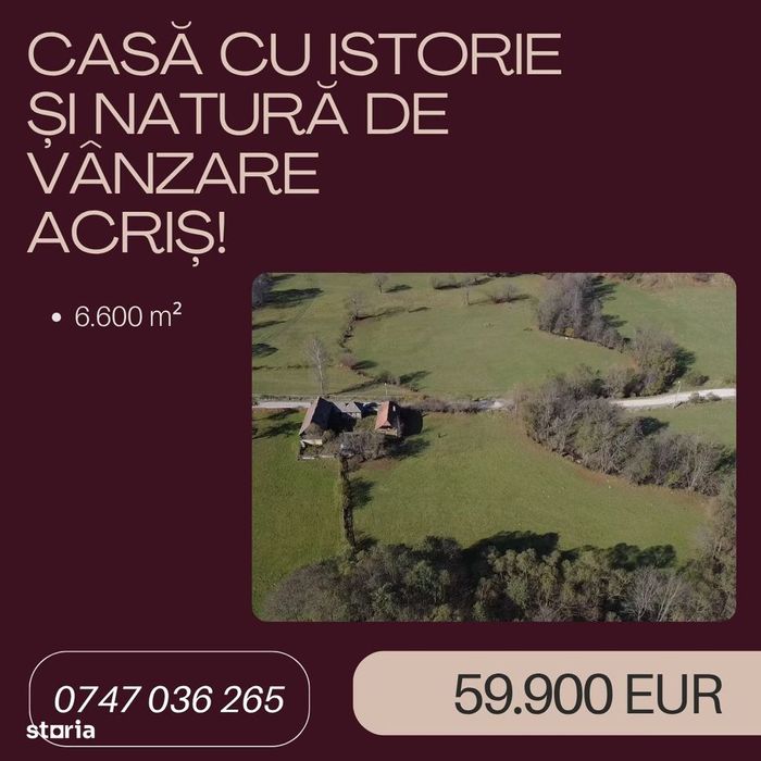 Casă cu istorie și natură de vânzare în Vama Buzăului, sat Acriș!