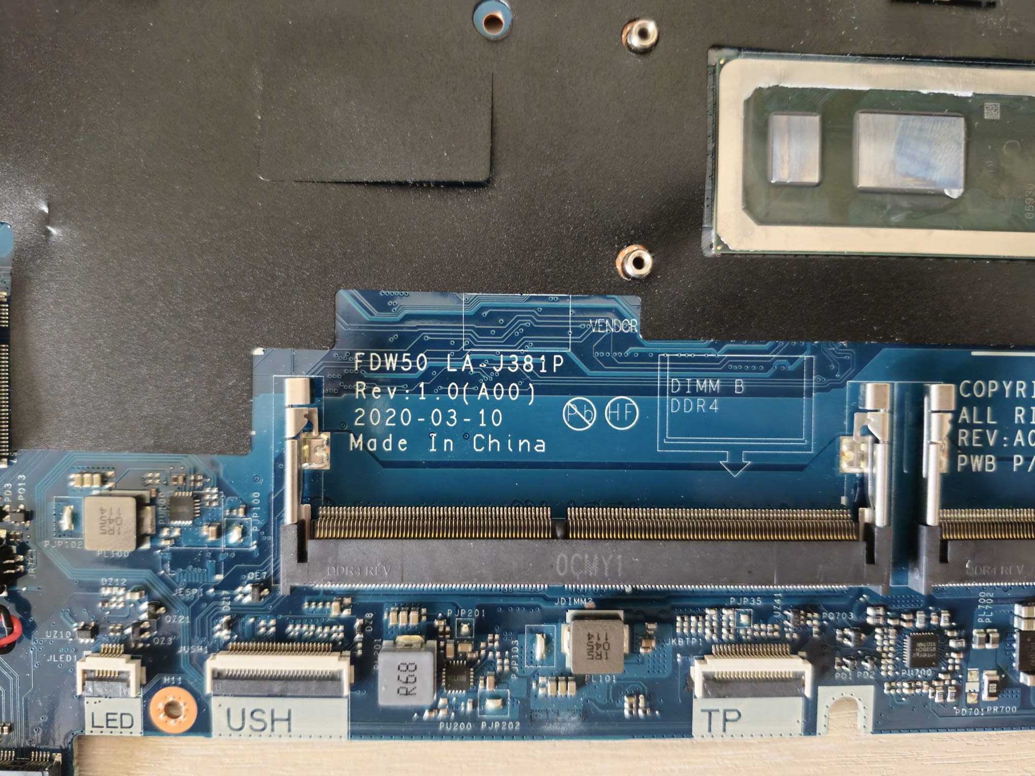 Placa de baza Laptop Dell Latitude 5510 LA-J381P i5-10210U SRGKZ