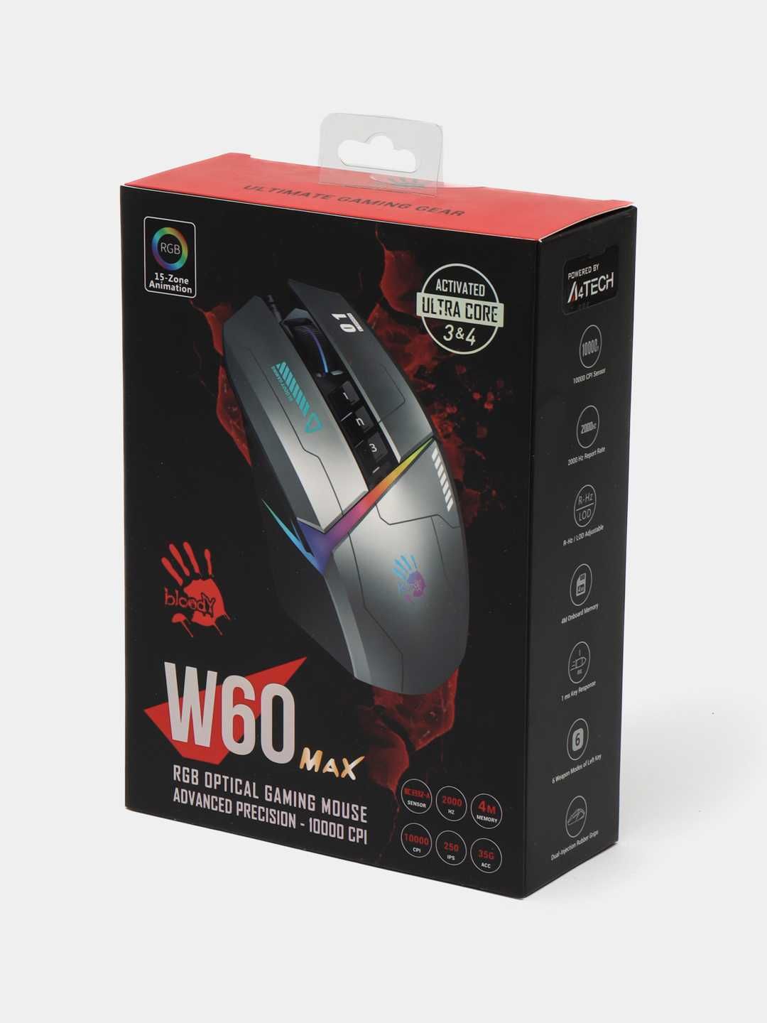 Проводная игровая мышь Bloody W60MAX GUN GREY RGB Gaminig Mouse