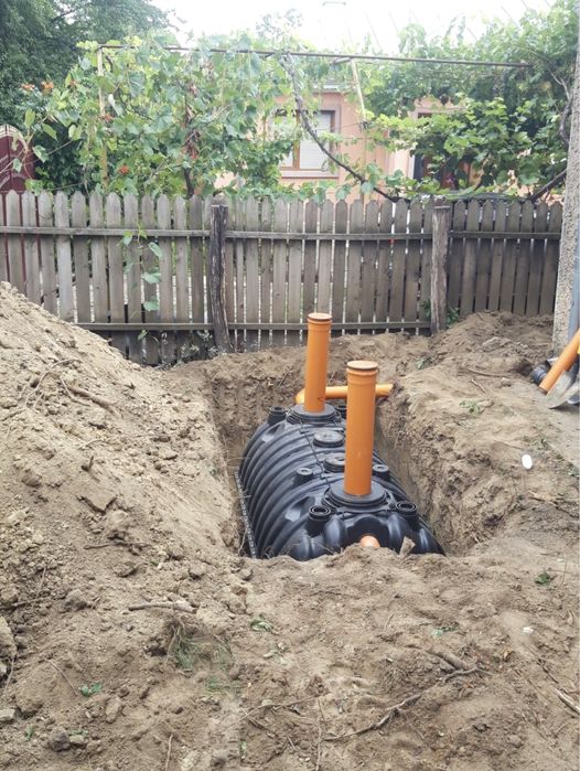 Montaj fose septice ecologice/ Sistem de drenaj/ Tuburi beton fose