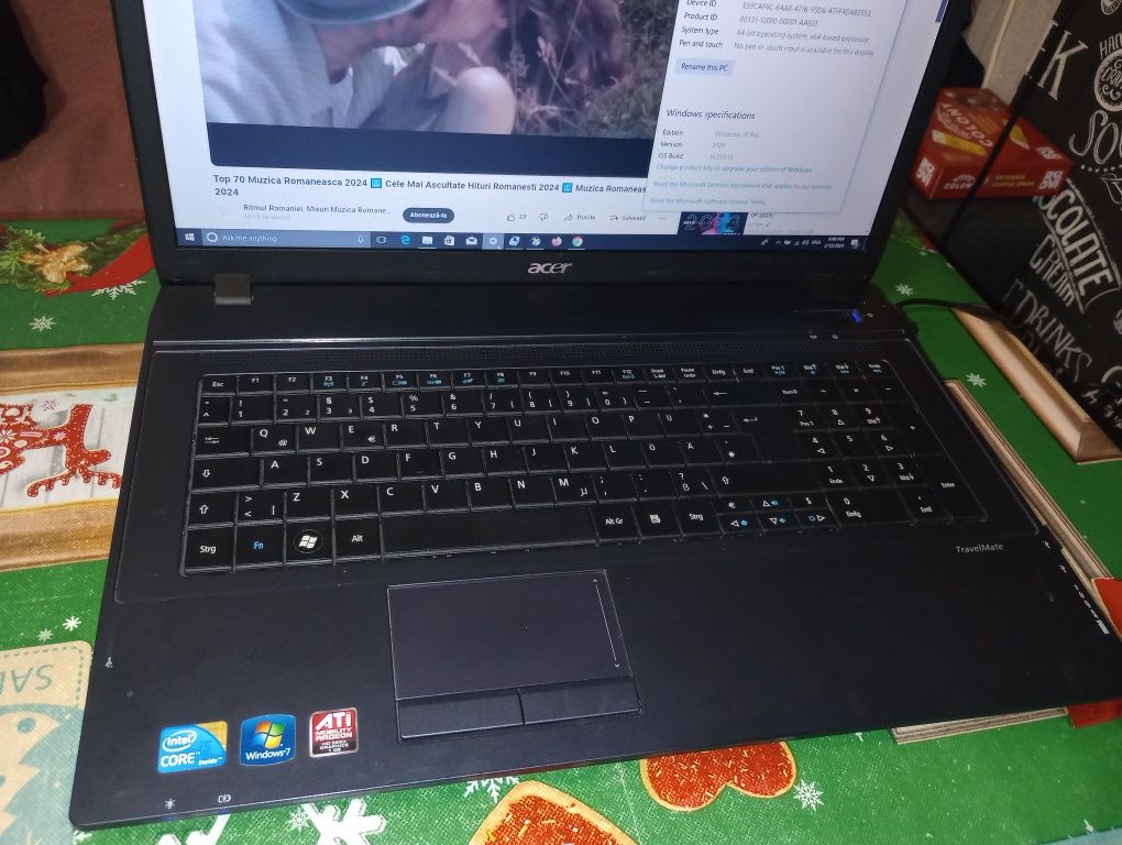 Laptop Acer, Intel i5 ,4 GB ram, 500 gb, display 17,3" , f.ieftin