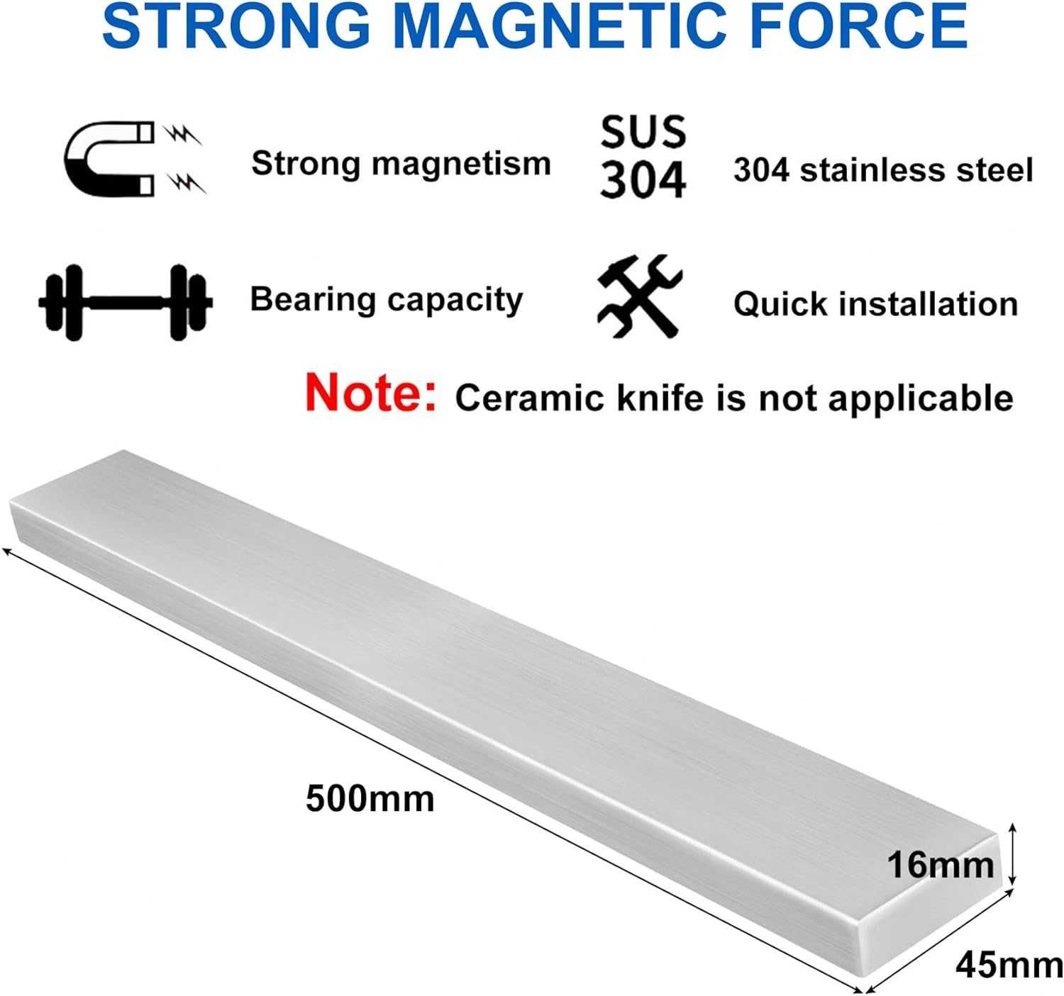 Suport magnetic ustensile bucatarie, premium, 50cm
