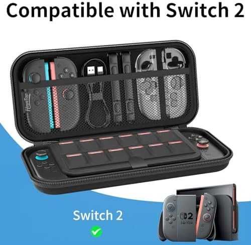 Твърд защитен калъф за Nintendo Switch 2 място за 12 игри и аксесоари