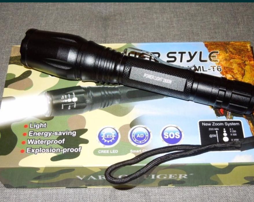 Lanterna cu Zoom si Led CREE XML-T6 + 2 Acumulatori + Incarcator
