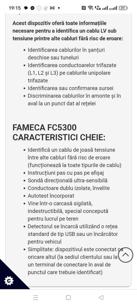 Aparat de verificat tensiune model fameca fc5300